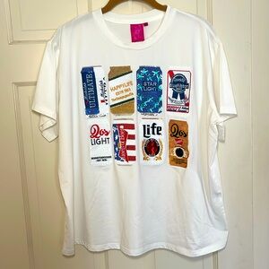 Queen of Sparkles Res, White & Beet T-shirt ~ Size XL